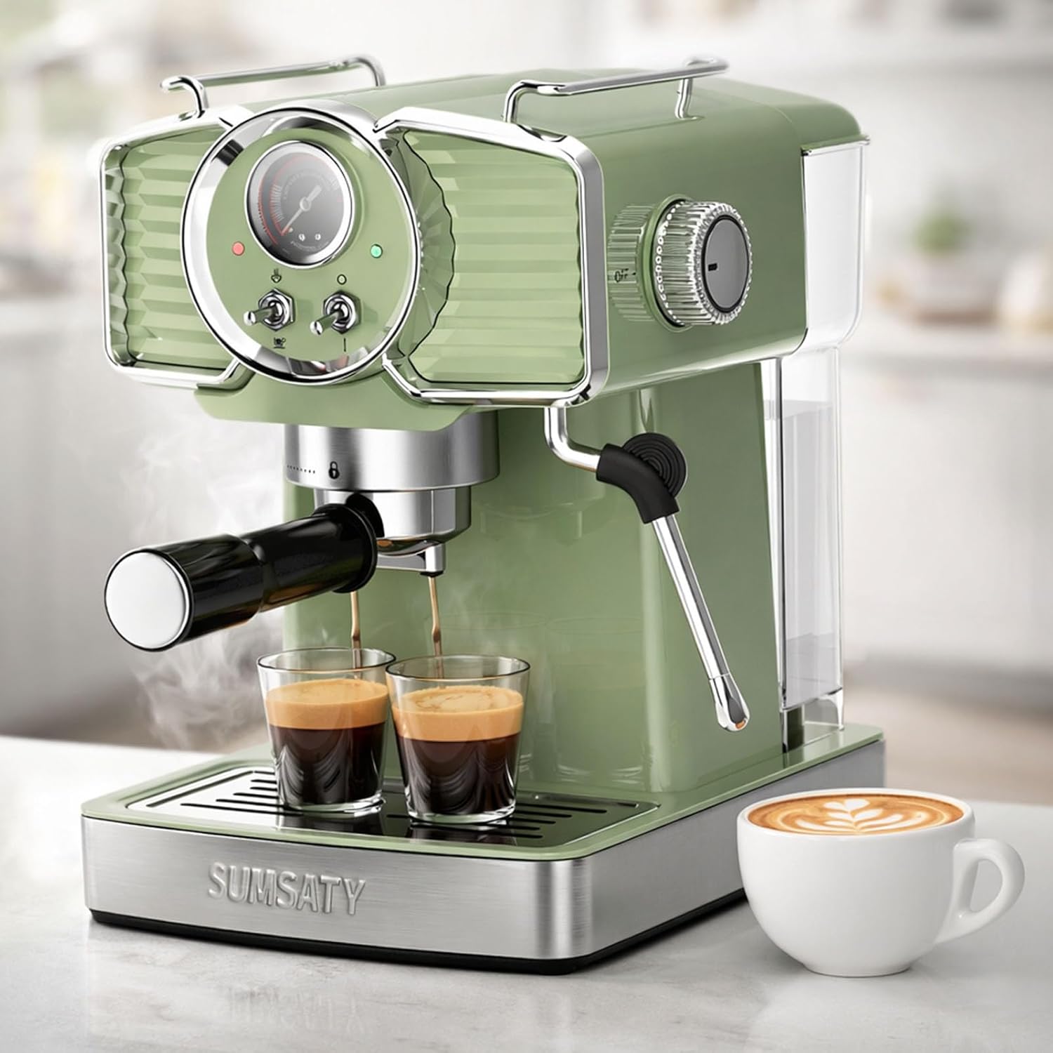 Sumsaty Retro Espresso Machine - Matcha Green